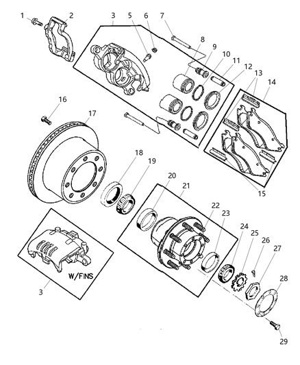 2004 Dodge Ram 2500 Brakes, Rear, Disc Diagram 2