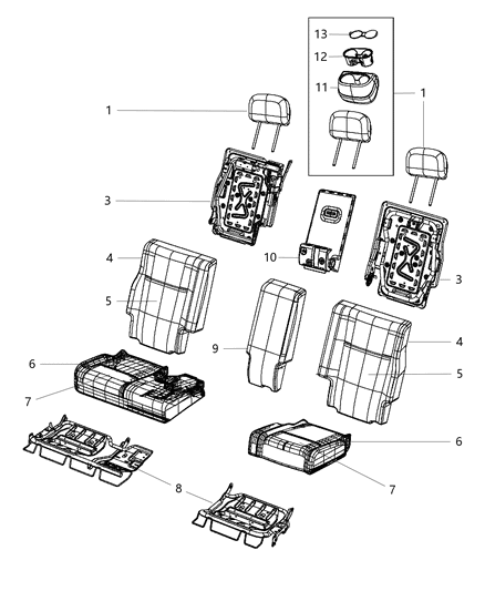 2012 Dodge Journey Rear Seat - Split Seat Diagram 1