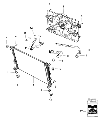 2017 Chrysler 200 Radiator & Related Parts Diagram 2