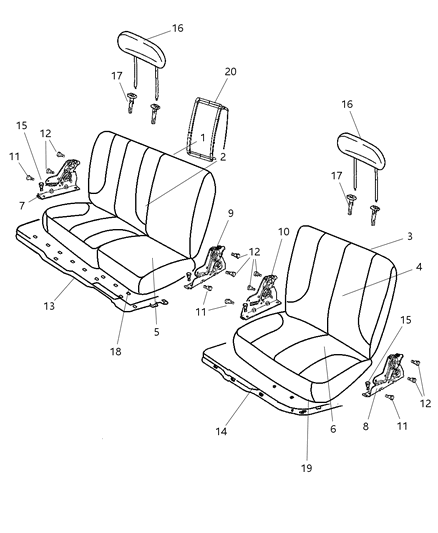 2012 Ram 2500 Crew Cab Rear Seat - Split Seat Diagram 3