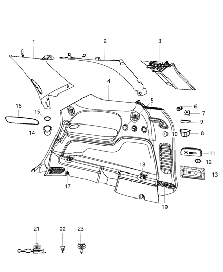 2015 Dodge Durango Quarter Trim Panel Diagram