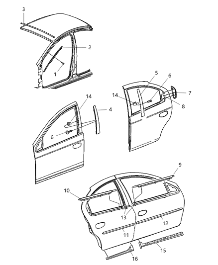 2001 Dodge Neon Clip-Weatherstrip Diagram for 5008339AD