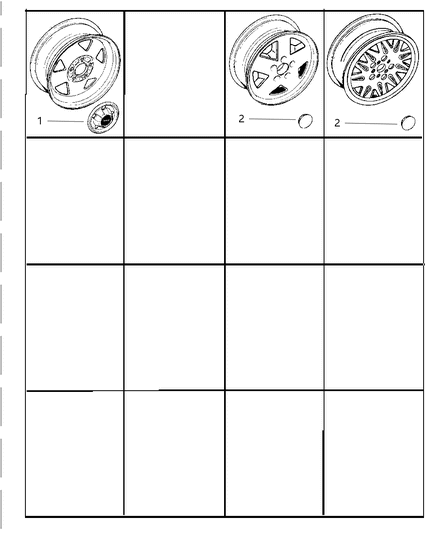 1998 Jeep Grand Cherokee Wheel Covers & Caps Diagram