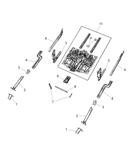 2019 Jeep Cherokee Extension-Lower Load Beam Diagram for 68320263AA