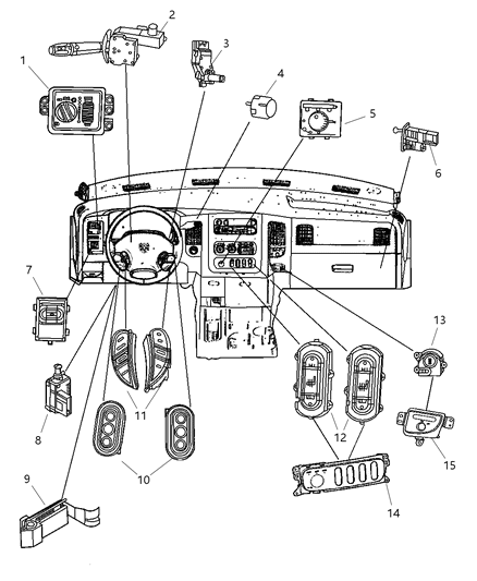 2005 Dodge Ram 1500 Switches - Instrument Panel Diagram