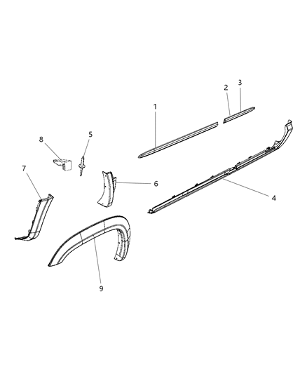 2009 Dodge Dakota Molding-Wheel Opening Flare Diagram for 1EM13RXFAD