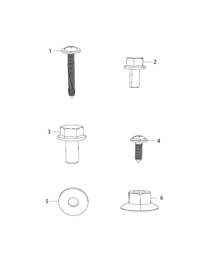 2014 Ram ProMaster 2500 Wiring - Screws, Bolts, Nuts, Washers, & Miscellaneous Fasteners Diagram