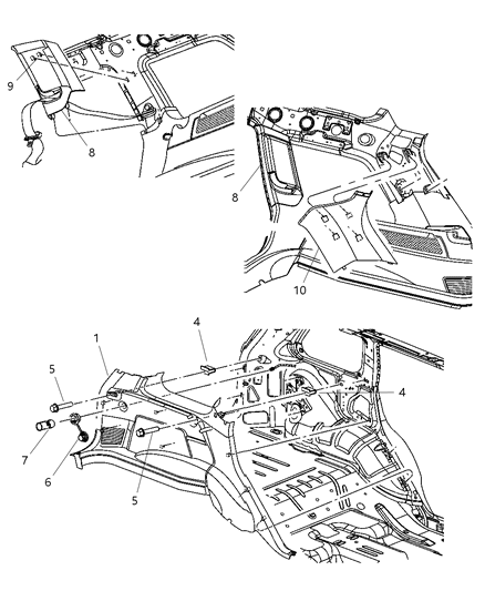 2005 Jeep Grand Cherokee Rear Trim Panels Diagram