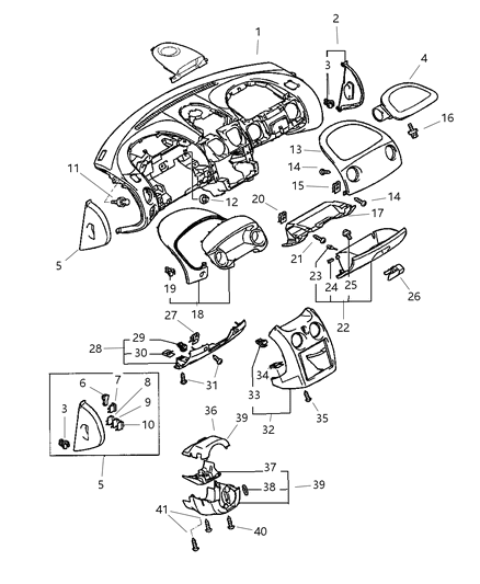 2002 Dodge Stratus Bezel-Cluster Diagram for MR791368