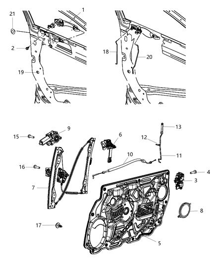 2013 Dodge Avenger Front Door, Hardware Components Diagram