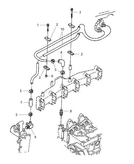 2000 Dodge Ram 2500 Quad & Club Cab Plumbing - Heater Diagram 3