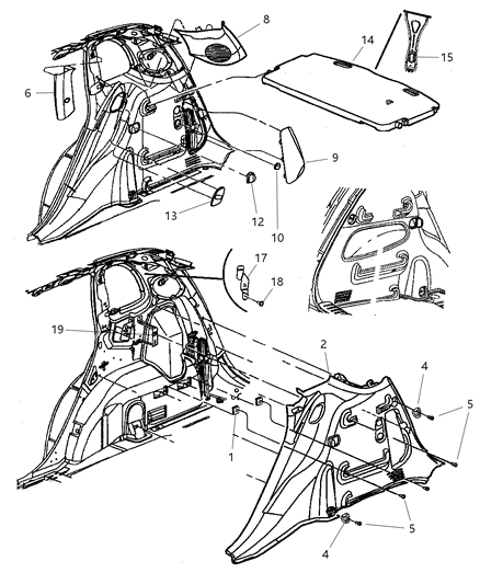 2006 Chrysler PT Cruiser Panel-Quarter Trim Diagram for RJ75DKAAF