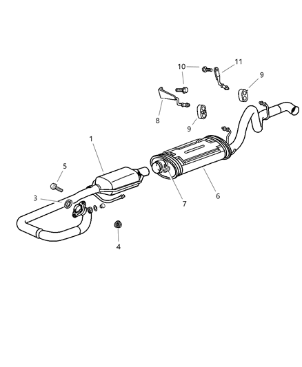 1998 Jeep Wrangler Exhaust Pipe Diagram for 52021000