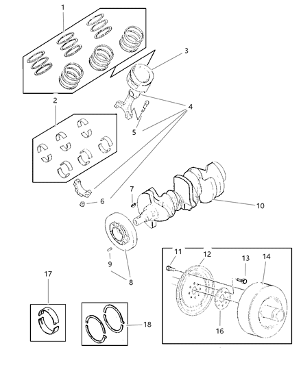 1997 Dodge Caravan Crankshaft , Piston And Torque Converter Diagram 2