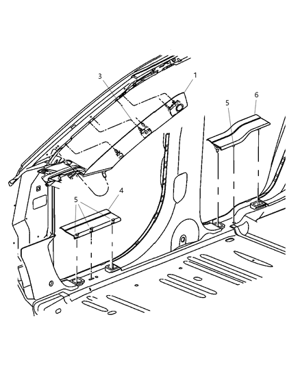 2005 Chrysler Pacifica A-Pillar & Scuff Plates Diagram