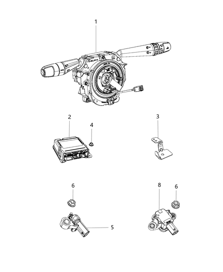 2017 Jeep Renegade Air Bag Modules Impact Sensor & Clock Springs Diagram