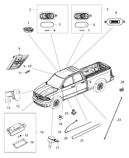 2014 Ram 1500 Lamp-Dome Diagram for 5JG58BD1AD