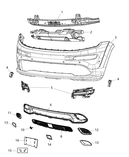 2014 Jeep Grand Cherokee Grille-FASCIA Diagram for 68188234AA