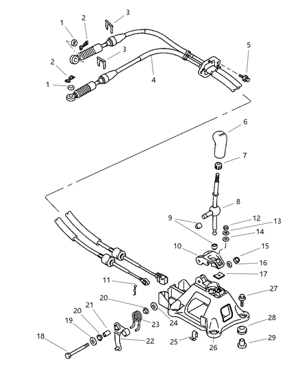 2003 Dodge Stratus Gear Shift Control & Cables Diagram