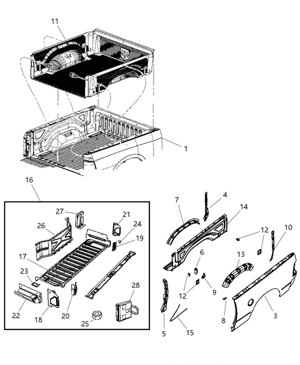 2010 Dodge Ram 1500 Panel-Closeout Diagram for 55112319AB