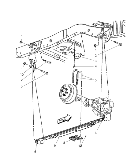 2004 Dodge Dakota Suspension - Rear Leaf Springs Diagram 1