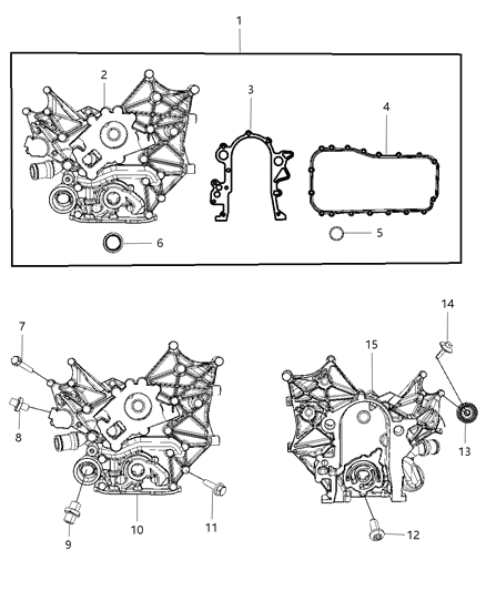 2007 Jeep Wrangler Timing Chain Package & Cover & Mounting & Components Diagram 3