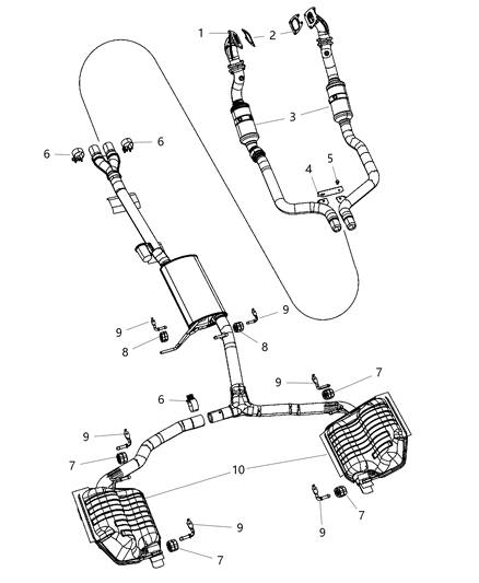 2014 Dodge Charger Exhaust Muffler And Resonator Diagram for 68217358AA