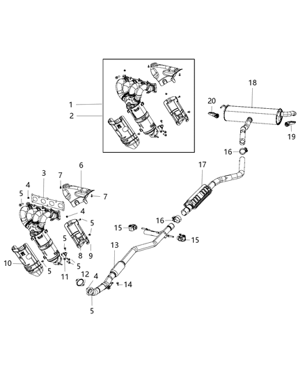 2021 Jeep Cherokee Exhaust Catalytic Converter Diagram for 68234997AC