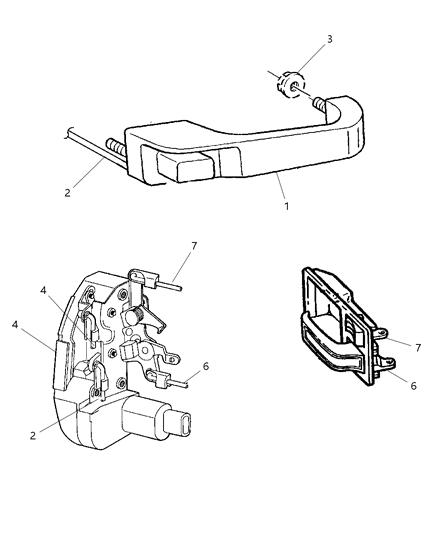 2000 Jeep Cherokee Door, Rear, Lock & Controls Diagram