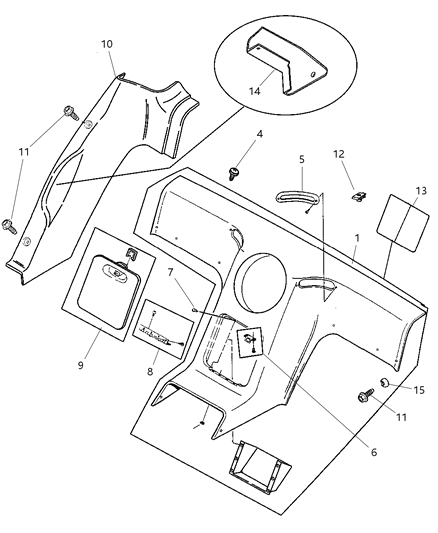 2002 Dodge Viper Quarter & Rear Bulkhead Panels Diagram 1