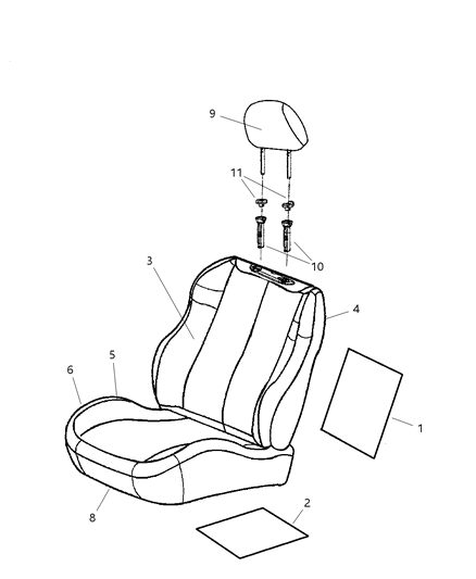 2004 Jeep Grand Cherokee Front Seat Back Cover Diagram for WK361DVAA