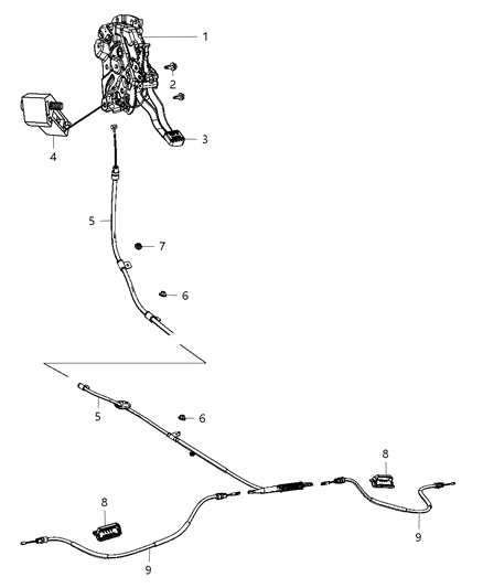 2011 Dodge Durango Park Break Lever & Front & Rear Cables Diagram