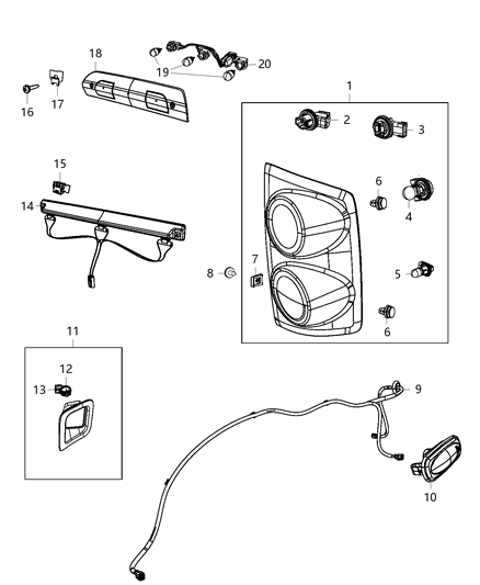 2007 Dodge Ram 3500 Pickup Lamps - Rear Diagram 1