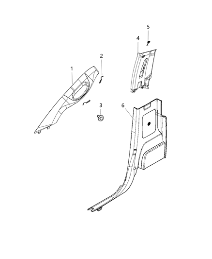 2017 Ram 1500 Interior Moldings And Pillars - Standard Cab Diagram