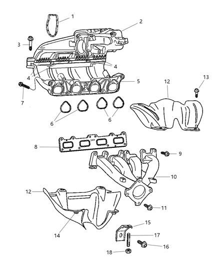 2006 Chrysler PT Cruiser Throttle Body Gasket Diagram for 4884650AA