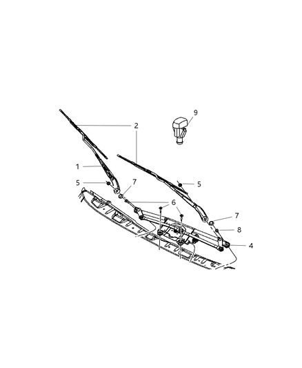 2007 Dodge Dakota Pivot-Windshield WIPER Diagram for 55154863AH