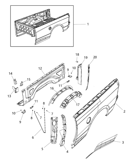 2016 Ram 3500 Pick Up Box Diagram 1