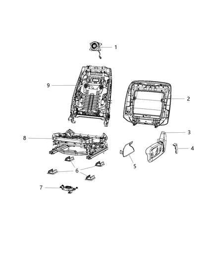 2019 Chrysler 300 Adjusters, Recliners & Shields - Driver Seat - Power Diagram