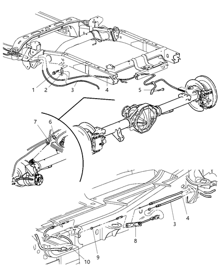 2005 Dodge Ram 2500 Parking Brake Cable, Rear Diagram