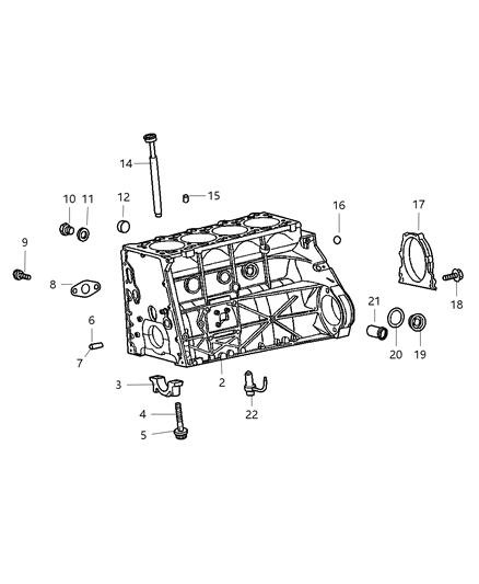 2008 Chrysler PT Cruiser Engine Cylinder Block & Hardware Diagram