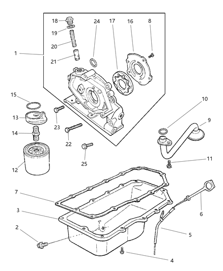 1999 Chrysler Sebring Convertible Engine Oiling Diagram 1
