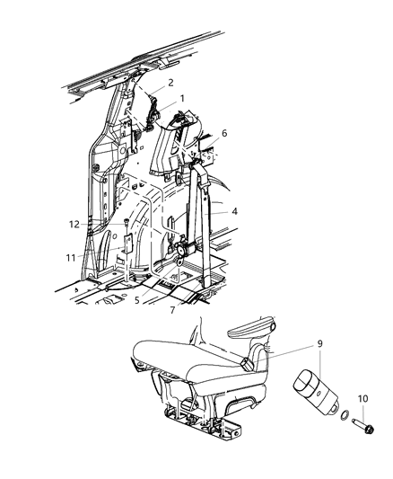 2013 Dodge Grand Caravan Seat Belt Second Row Diagram