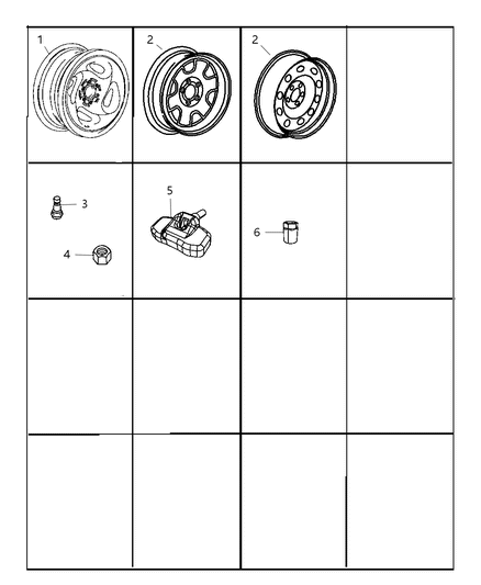 2007 Chrysler Aspen Wheels & Hardware Diagram