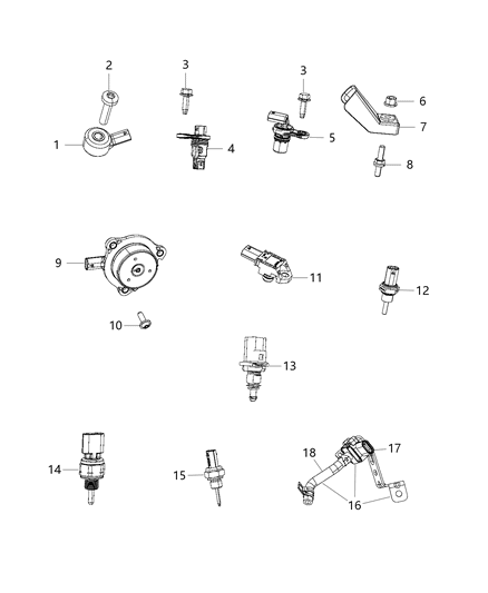 2018 Jeep Wrangler Sensors, Engine Diagram 1