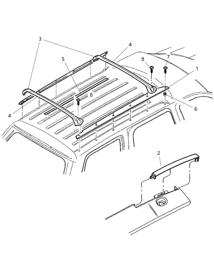 2001 Dodge Durango Cap End-Side Rail Diagram for 55256355