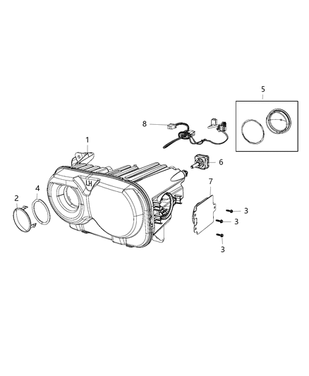 2018 Dodge Challenger Headlamp Left Diagram for 68233213AE