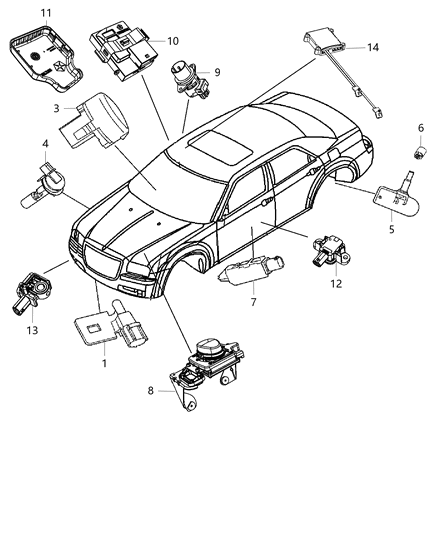 2012 Chrysler 300 Tire Pressure Sensor Diagram for 1AMTP2001A