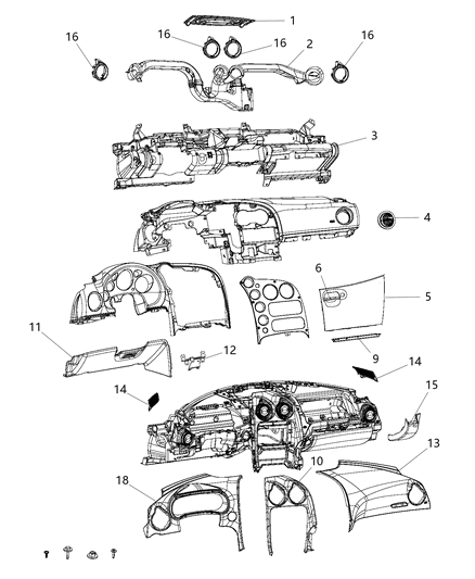 2013 Dodge Viper Instrument Panel & Structure Diagram