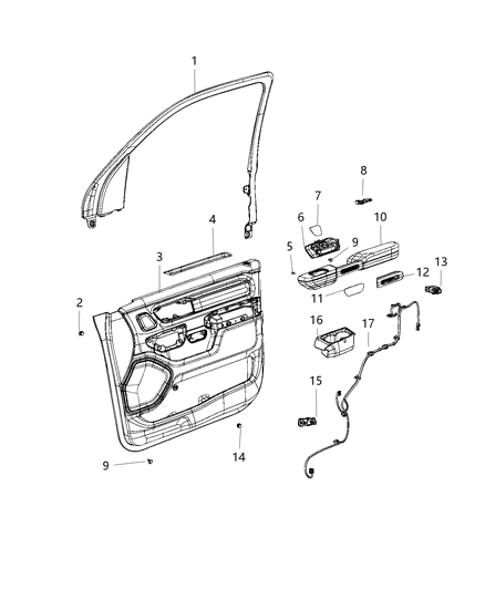 2020 Ram 1500 Panel-Front Door Trim Diagram for 6SL631N6AA