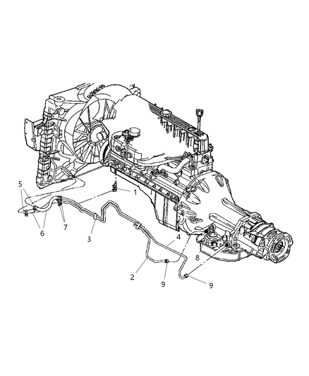 1999 Jeep Grand Cherokee Transmission Oil Cooler & Lines Diagram 1